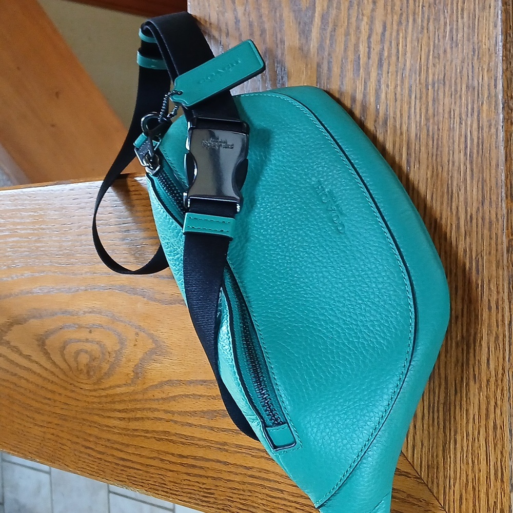 Coach Teal Leather Belt Bag
